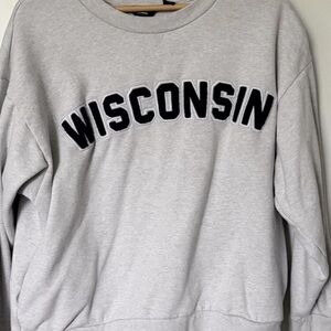 Lands' End Serious Sweats Relaxed Long Sleeve Crewneck Wisconsin w pockets